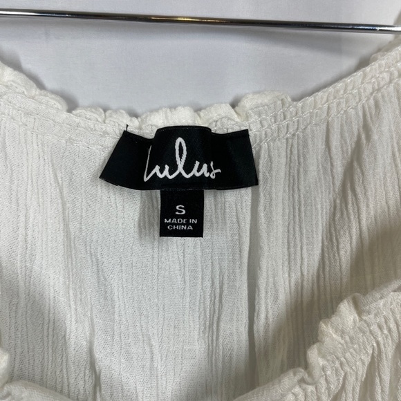 Lulus Zappa Off The Shoulder Dress White Front Tie Tassel Women’s Size Small - Picture 8 of 8